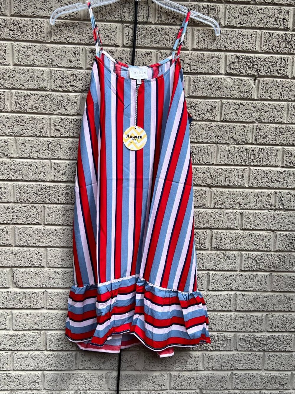 Hayden LA Striped Ruffle Hem Midi Dress NWT Large